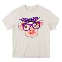 Cream pig with bandana Heavy Core Tee - RanaPortraitStore