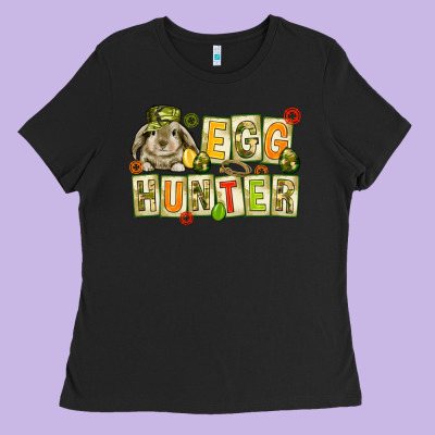 Egg Hunter With Camouflage Plate Letters Easter Ladies Tee Designed By Howdyjamesfarm