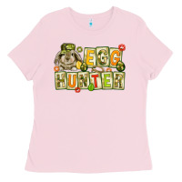 Bubblegum Pink Egg hunter with camouflage plate letters Easter Ladies Tee - HowdyJamesFarm