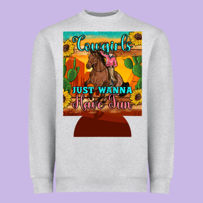 Cowgirls Just Wanna Have Fun 12 Oz Can Cooler (regular) Heavyweight Sweatshirt Designed By Artiststas
