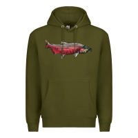 Army Green Chinook Salmon Fish Illustrations Premium Hoodie - LillyAllenDesigns