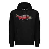 Black Chinook Salmon Fish Illustrations Premium Hoodie - LillyAllenDesigns