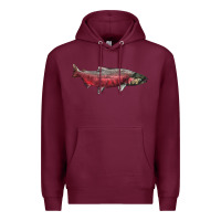 Burgundy Chinook Salmon Fish Illustrations Premium Hoodie - LillyAllenDesigns