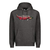 Charcoal Heather Chinook Salmon Fish Illustrations Premium Hoodie - LillyAllenDesigns