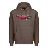 Coffee Chinook Salmon Fish Illustrations Premium Hoodie - LillyAllenDesigns