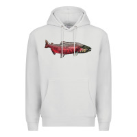 Dove Grey Chinook Salmon Fish Illustrations Premium Hoodie - LillyAllenDesigns