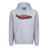 Heather Grey Chinook Salmon Fish Illustrations Premium Hoodie - LillyAllenDesigns