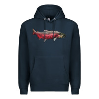 Navy Chinook Salmon Fish Illustrations Premium Hoodie - LillyAllenDesigns