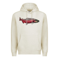Oatmeal Heather Chinook Salmon Fish Illustrations Premium Hoodie - LillyAllenDesigns