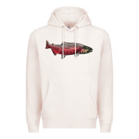 Pale Pink Chinook Salmon Fish Illustrations Premium Hoodie - LillyAllenDesigns