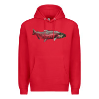 Red Chinook Salmon Fish Illustrations Premium Hoodie - LillyAllenDesigns
