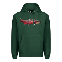 Sports Green Chinook Salmon Fish Illustrations Premium Hoodie - LillyAllenDesigns