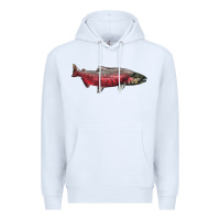 White Chinook Salmon Fish Illustrations Premium Hoodie - LillyAllenDesigns