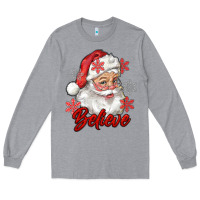 Heather Grey santa believe Long Sleeve Tee - RanaPortraitStore