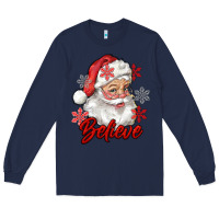 Navy santa believe Long Sleeve Tee - RanaPortraitStore