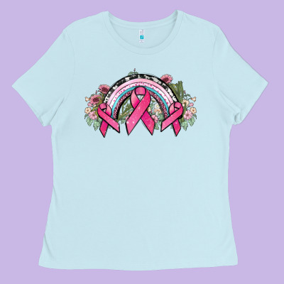 Cancer Ribbon Rainbow Cancer Awareness Ladies Tee Designed By Howdyjamesfarm