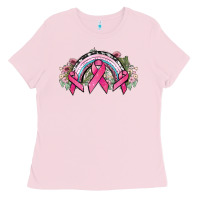 Bubblegum Pink Cancer ribbon rainbow Cancer Awareness Ladies Tee - HowdyJamesFarm