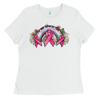 White Cancer ribbon rainbow Cancer Awareness Ladies Tee - HowdyJamesFarm