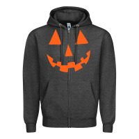 Charcoal Heather Halloween Pumpkin Face Gift Creepy Spooky Horror Zipper Hoodie - maiPhamDesign