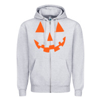 Heather Grey Halloween Pumpkin Face Gift Creepy Spooky Horror Zipper Hoodie - maiPhamDesign
