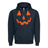 Navy Halloween Pumpkin Face Gift Creepy Spooky Horror Zipper Hoodie - maiPhamDesign