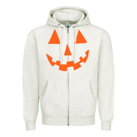 Oatmeal Heather Halloween Pumpkin Face Gift Creepy Spooky Horror Zipper Hoodie - maiPhamDesign