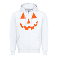 White Halloween Pumpkin Face Gift Creepy Spooky Horror Zipper Hoodie - maiPhamDesign