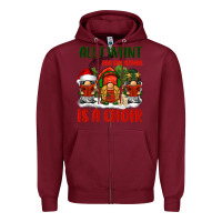 Burgundy all i want for christmas is a choir Zipper Hoodie - BarkalooDesign