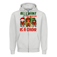 Dove Grey all i want for christmas is a choir Zipper Hoodie - BarkalooDesign