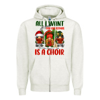 Oatmeal Heather all i want for christmas is a choir Zipper Hoodie - BarkalooDesign