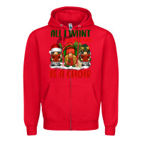 Red all i want for christmas is a choir Zipper Hoodie - BarkalooDesign