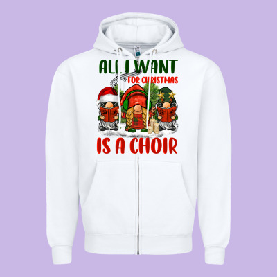 All I Want For Christmas Is A Choir Zipper Hoodie Designed By Barkaloodesign