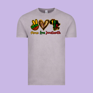 Peace Love Juneteenth Vintage Tee Designed By Howdyjamesfarm
