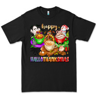 Black happy hallothanksmas coffee cups with ghost turkey Premium Tee - texasbilliewilder