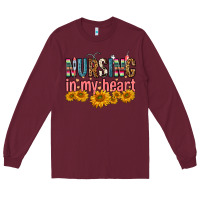 Burgundy Nursing In My Heart Long Sleeve Tee - FaDigitalArtStudio