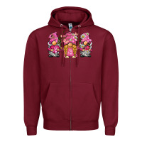 Burgundy breast cancer gnome Zipper Hoodie - BarkalooDesign
