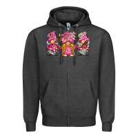 Charcoal Heather breast cancer gnome Zipper Hoodie - BarkalooDesign