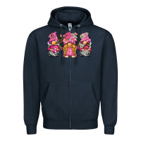 Navy breast cancer gnome Zipper Hoodie - BarkalooDesign