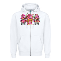 White breast cancer gnome Zipper Hoodie - BarkalooDesign