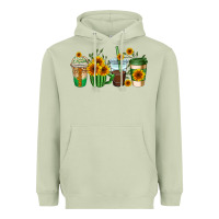 Matcha sunflowers coffee cups Heavyweight Hoodie - AdoDesignShop