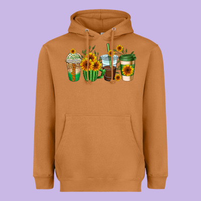 Sunflowers Coffee Cups Heavyweight Hoodie Designed By Adodesignshop