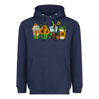 Navy sunflowers coffee cups Heavyweight Hoodie - AdoDesignShop
