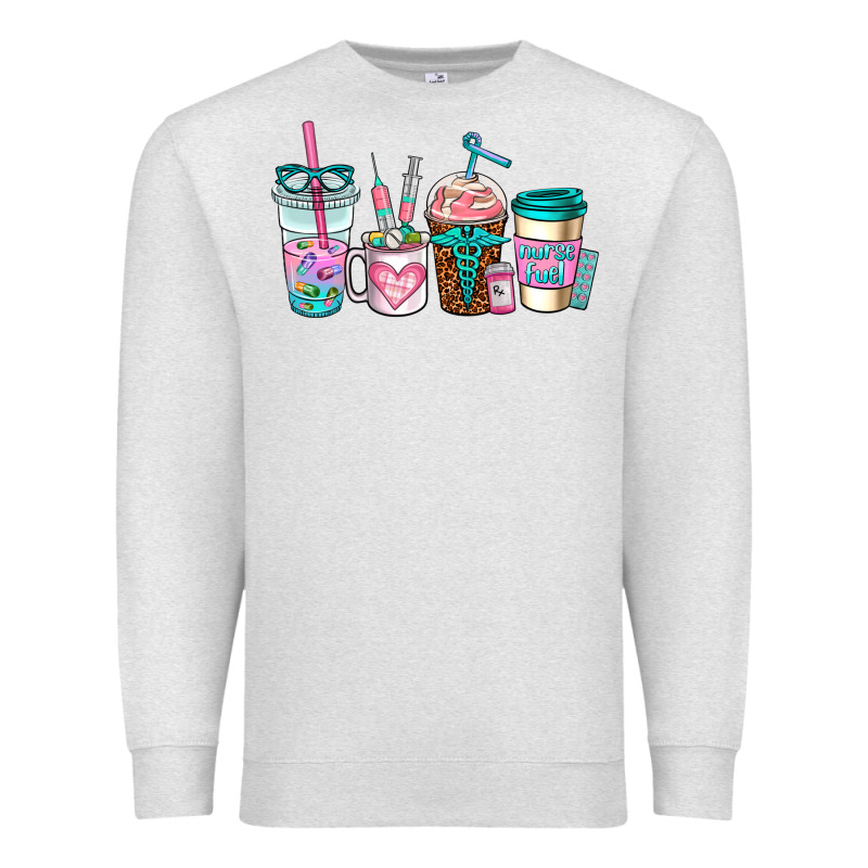 Nurse Fuel Coffee Cups Premium Sweatshirt by AdoDesignShop | Teevron