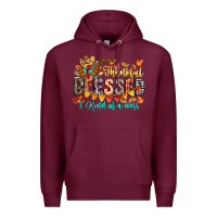 Burgundy Thankful Blessed Kind Of Mess Premium Hoodie - CowhideDigitalArt