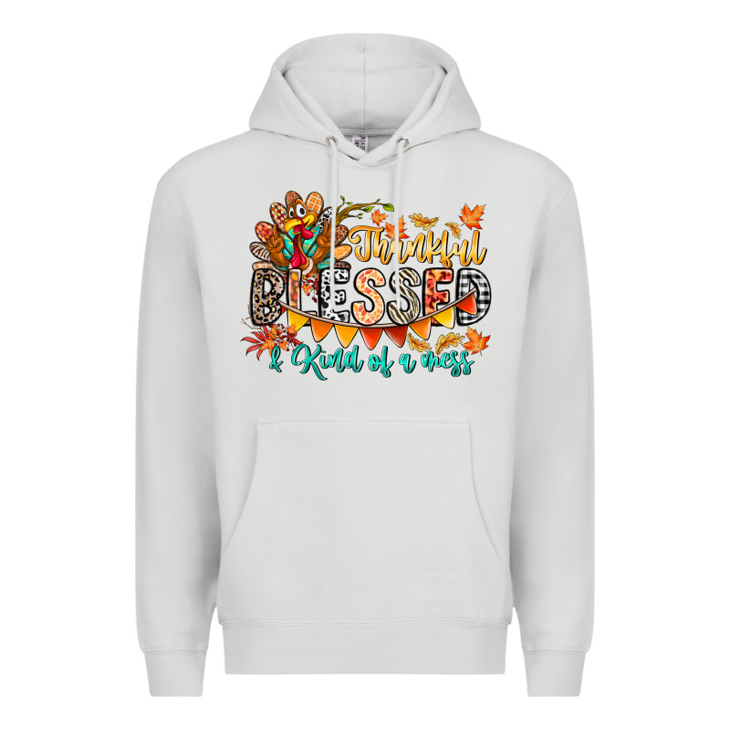 Thankful Blessed Kind Of Mess Premium Hoodie by CowhideDigitalArt | Teevron