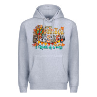 Heather Grey Thankful Blessed Kind Of Mess Premium Hoodie - CowhideDigitalArt
