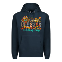 Navy Thankful Blessed Kind Of Mess Premium Hoodie - CowhideDigitalArt