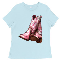 Baby Blue Cowgirl boots Ladies Tee - HowdyJamesFarm