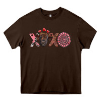 Chocolate Brown xoxo calf and gemstone Heavy Core Tee - RanaPortraitStore