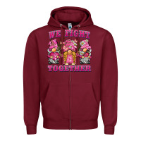 Burgundy we fight together breast cancer gnome Zipper Hoodie - BarkalooDesign